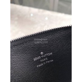 Louis Vuitton Coin Leather Classic Old Flower Long Card Cases Black M64038