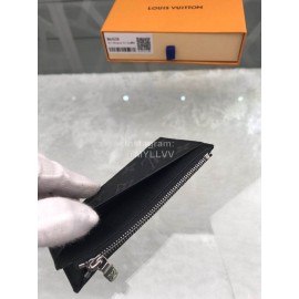 Louis Vuitton Coin Leather Classic Old Flower Long Card Cases Black M64038