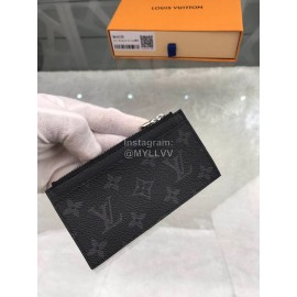 Louis Vuitton Coin Leather Classic Old Flower Long Card Cases Black M64038