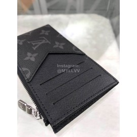 Louis Vuitton Coin Leather Classic Old Flower Long Card Cases Black M64038