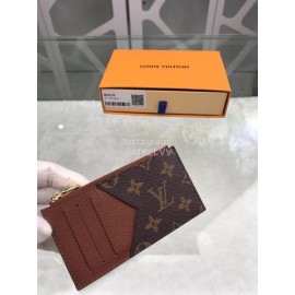 Louis Vuitton Coin Leather Classic Old Flowers Long Card Cases Brown N64038