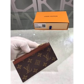 Louis Vuitton Coin Leather Classic Old Flowers Long Card Cases Brown N64038