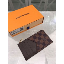 Louis Vuitton Coin Leather Checkerboard Long Card Cases Brown N64038