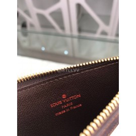 Louis Vuitton Coin Leather Checkerboard Long Card Cases Brown N64038