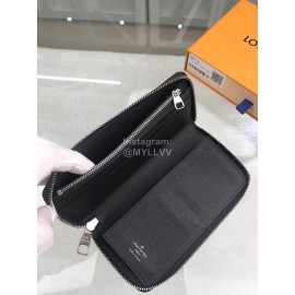 Louis Vuitton Classic Checkerboard Digital Style Zipper Around Long Wallets Gray N60170