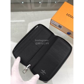 Louis Vuitton Classic Checkerboard Digital Style Zipper Around Long Wallets Blue N60170