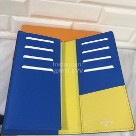 Louis Vuitton Brazza Vertical Grain Leather Fluorescent Color Lining Long Wallets Black M67903