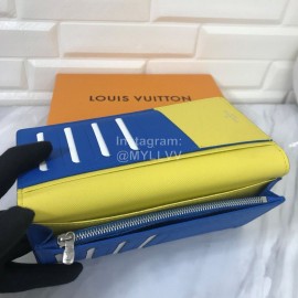 Louis Vuitton Brazza Vertical Grain Leather Fluorescent Color Lining Long Wallets Black M67903