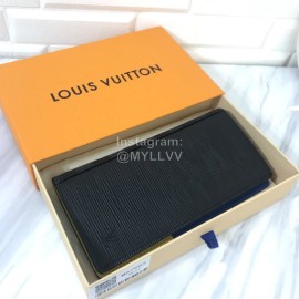 Louis Vuitton Brazza Vertical Grain Leather Fluorescent Color Lining Long Wallets Black M67903