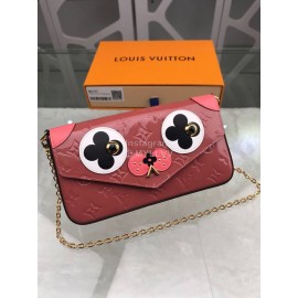 Louis Vuitton Leather Cute Dog Pattern Chain Bag Accessory Wallet Pink M62767