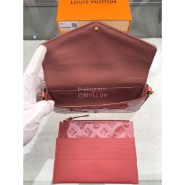 Louis Vuitton Leather Cute Dog Pattern Chain Bag Accessory Wallet Pink M62767