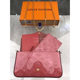 Louis Vuitton Leather Cute Dog Pattern Chain Bag Accessory Wallet Pink M62767