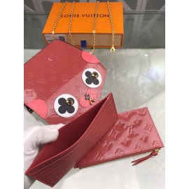 Louis Vuitton Leather Cute Dog Pattern Chain Bag Accessory Wallet Pink M62767