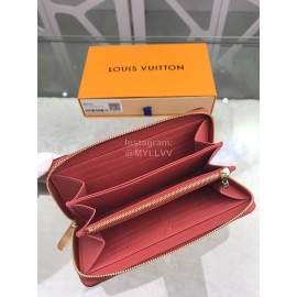 Louis Vuitton Patent Leather Embossed Cute Puppy Pattern Zipper Around Long Wallets Pink M90492