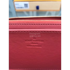 Louis Vuitton Patent Leather Embossed Cute Puppy Pattern Zipper Around Long Wallets Pink M90492