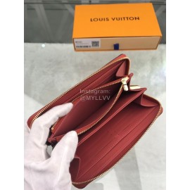 Louis Vuitton Patent Leather Embossed Cute Puppy Pattern Zipper Around Long Wallets Pink M90492