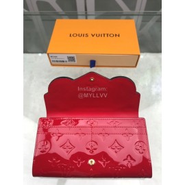 Louis Vuitton Patent Leather Embossed Bird Pattern Long Wallets Red M90489