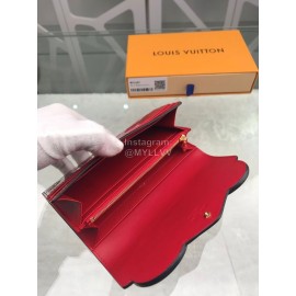 Louis Vuitton Patent Leather Embossed Bird Pattern Long Wallets Red M90489