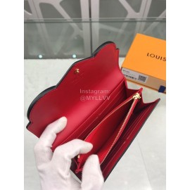 Louis Vuitton Patent Leather Embossed Bird Pattern Long Wallets Red M90489