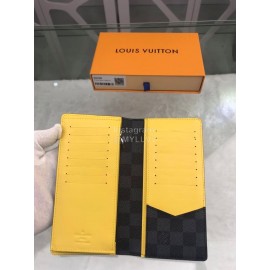Louis Vuitton Brazza Check Yellow Lining Long Wallets N60089