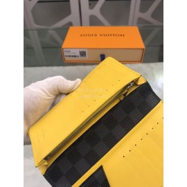 Louis Vuitton Brazza Check Yellow Lining Long Wallets N60089