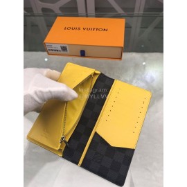 Louis Vuitton Brazza Check Yellow Lining Long Wallets N60089