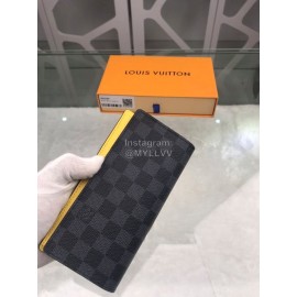 Louis Vuitton Brazza Check Yellow Lining Long Wallets N60089