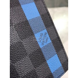 Louis Vuitton Brazza Check Blue Lining Long Wallets N60088