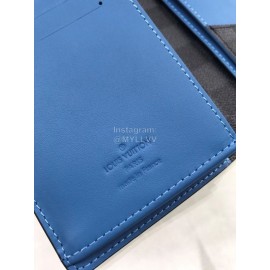 Louis Vuitton Brazza Check Blue Lining Long Wallets N60088