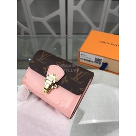 Louis Vuitton Patent Leather Suitcase Lock Buckle Short Wallets Pink M61911