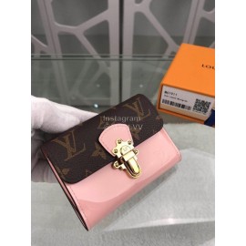 Louis Vuitton Patent Leather Suitcase Lock Buckle Short Wallets Pink M61911