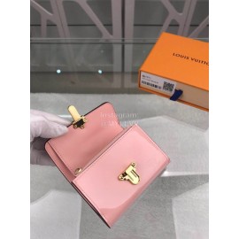 Louis Vuitton Patent Leather Suitcase Lock Buckle Short Wallets Pink M61911