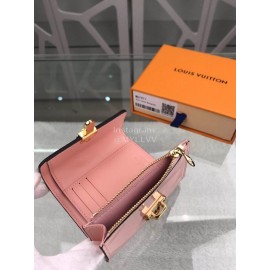 Louis Vuitton Patent Leather Suitcase Lock Buckle Short Wallets Pink M61911