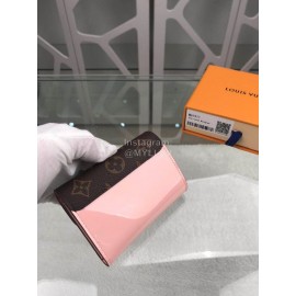 Louis Vuitton Patent Leather Suitcase Lock Buckle Short Wallets Pink M61911