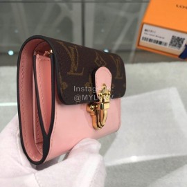 Louis Vuitton Patent Leather Suitcase Lock Buckle Short Wallets Pink M61911