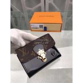 Louis Vuitton Patent Leather Suitcase Lock Buckle Short Wallets Black M61912