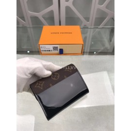 Louis Vuitton Patent Leather Suitcase Lock Buckle Short Wallets Black M61912