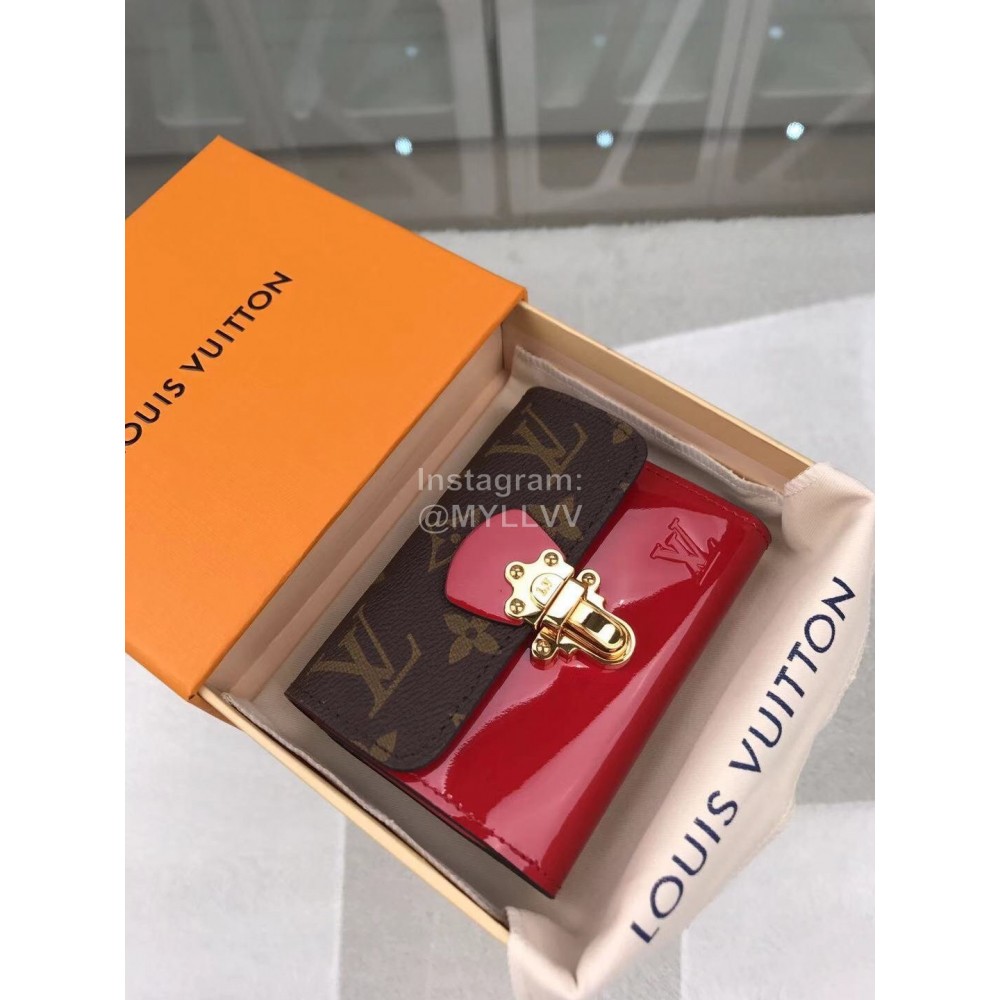 Louis Vuitton Patent Leather Suitcase Lock Buckle Short Wallets Red M61912