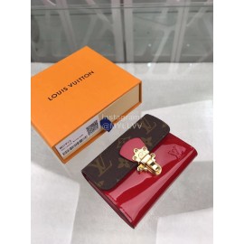 Louis Vuitton Patent Leather Suitcase Lock Buckle Short Wallets Red M61912