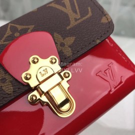 Louis Vuitton Patent Leather Suitcase Lock Buckle Short Wallets Red M61912