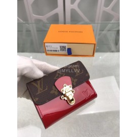 Louis Vuitton Patent Leather Suitcase Lock Buckle Short Wallets Red M61912