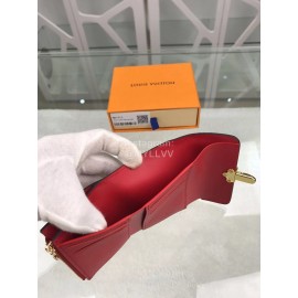 Louis Vuitton Patent Leather Suitcase Lock Buckle Short Wallets Red M61912