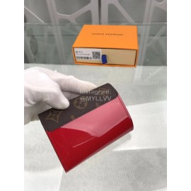 Louis Vuitton Patent Leather Suitcase Lock Buckle Short Wallets Red M61912