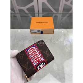 Louis Vuitton Kabuki Sticker Element Canvas Zipper Around Short Wallets M62394