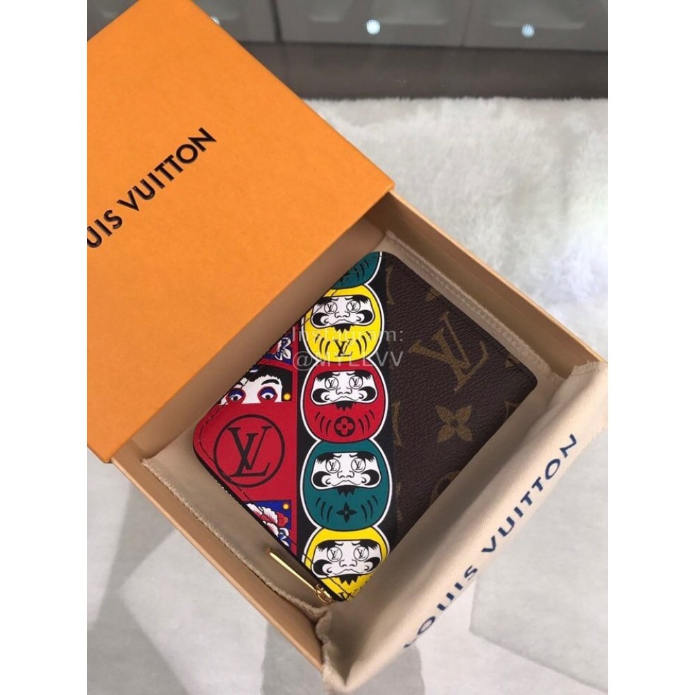 Louis Vuitton Kabuki Sticker Elements Drama Style Zipper Around Short Wallets M67250