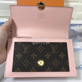 Louis Vuitton Flore Canvas Cowhide Flower Shape Buckle Chain Bag Accessory Wallet Pink M67405
