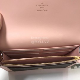 Louis Vuitton Flore Canvas Cowhide Flower Shape Buckle Chain Bag Accessory Wallet Pink M67405