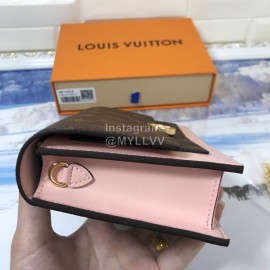 Louis Vuitton Flore Canvas Cowhide Flower Shape Buckle Chain Bag Accessory Wallet Pink M67405