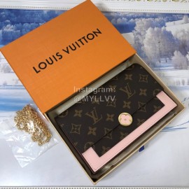 Louis Vuitton Flore Canvas Cowhide Flower Shape Buckle Chain Bag Accessory Wallet Pink M67405