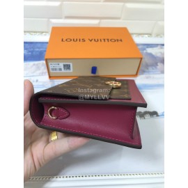 Louis Vuitton Flore Canvas Leather Flower Shape Buckle Chain Bag Accessory Wallet Fuchsia M67405